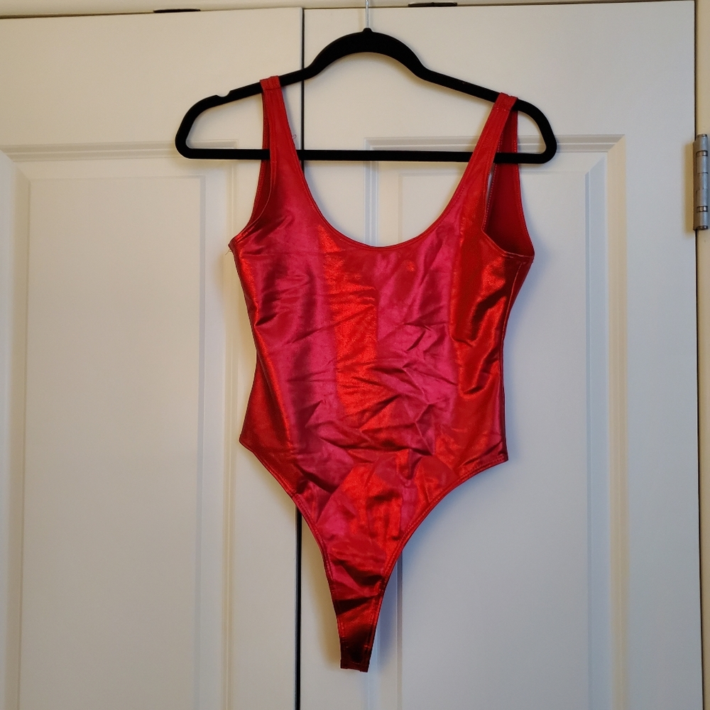 Red Shiny Bodysuit
